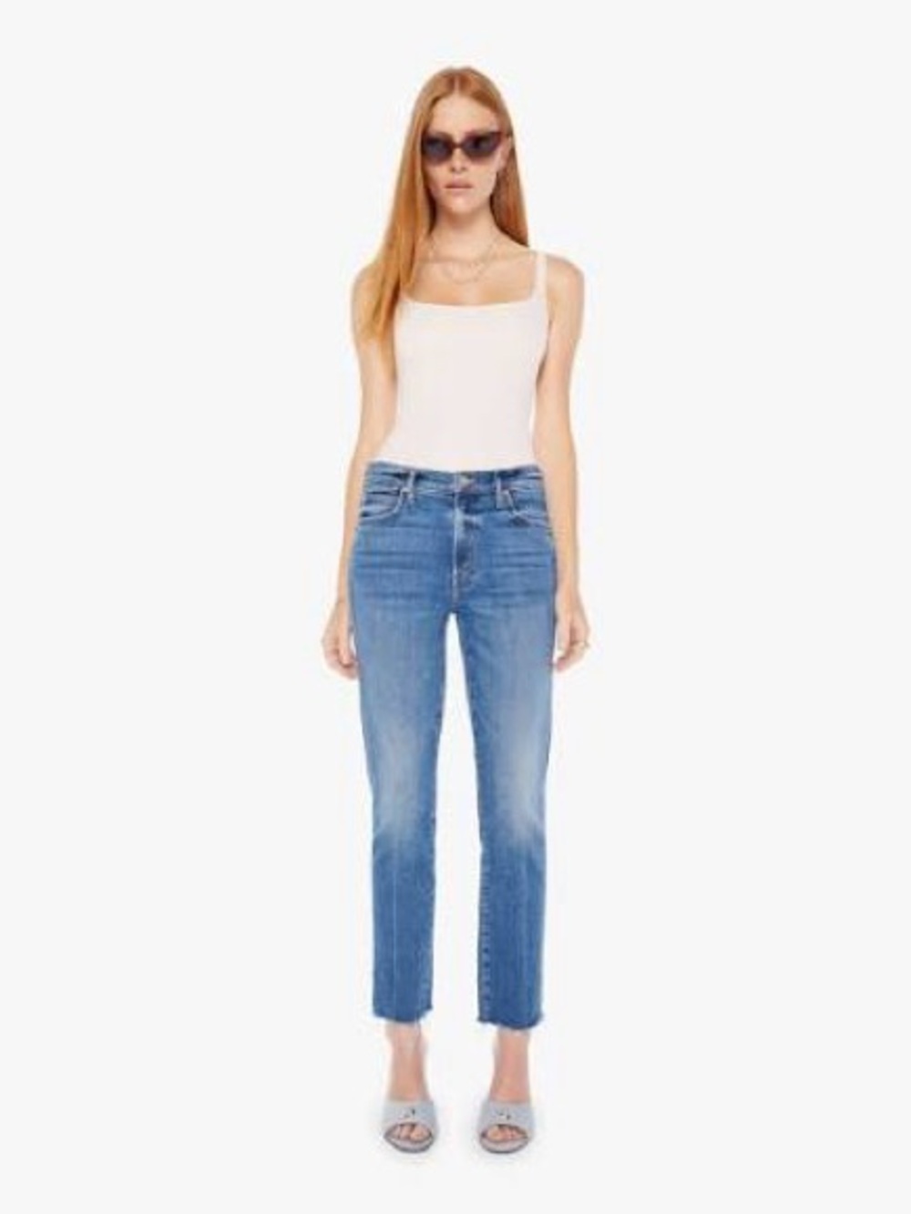 Sz 26 Mother Rascal Ankle in High Five wash cropped stretch mid rise